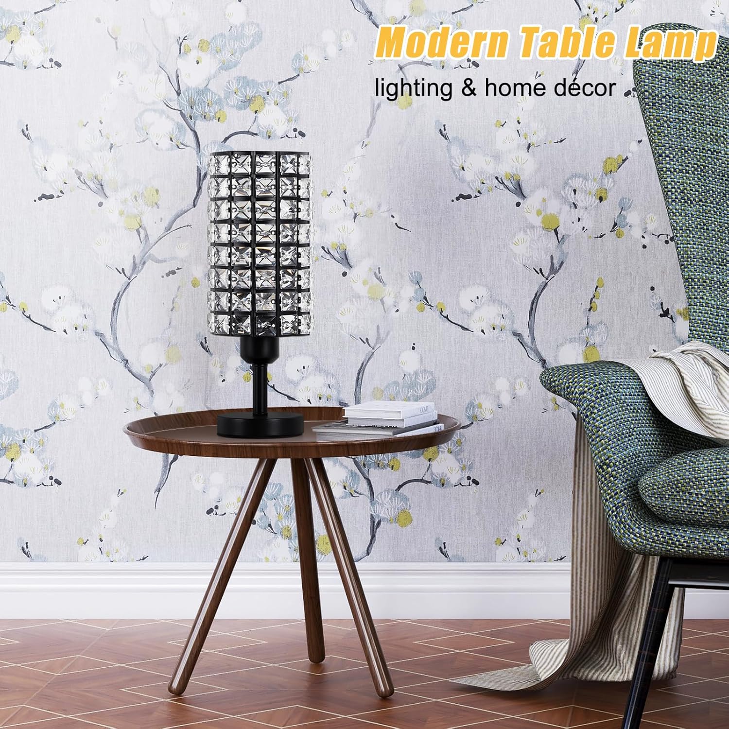 Black Crystal Table Lamps - Stylish Set of 2 for Living Room