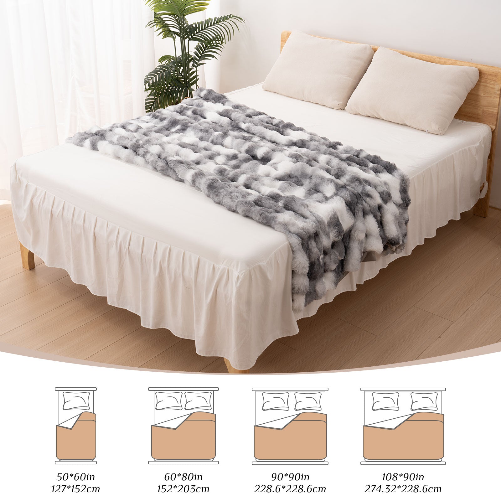 Soft Faux Rabbit Fur Blanket - Cozy & Stylish Bed Decor