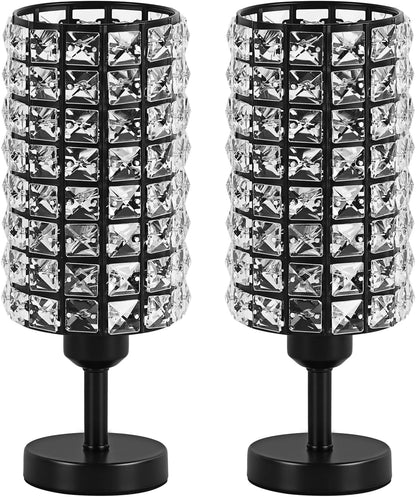 Black Crystal Table Lamps - Stylish Set of 2 for Living Room