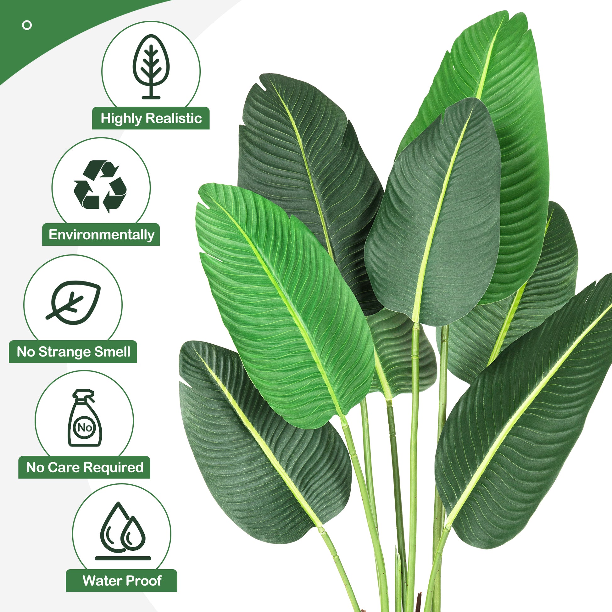 Tropical Artificial Bird of Paradise - 4Ft Banana Leaf