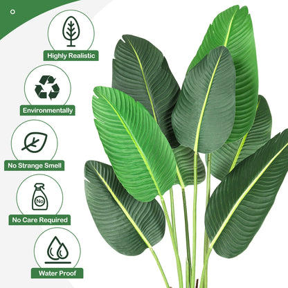 Tropical Artificial Bird of Paradise - 4Ft Banana Leaf