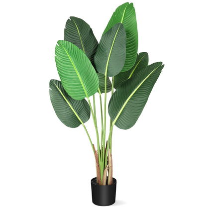 Tropical Artificial Bird of Paradise - 4Ft Banana Leaf