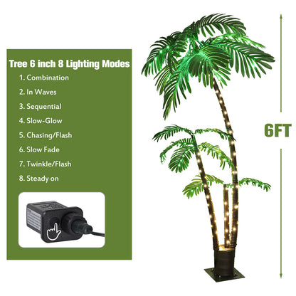 6ft LED Solar Palm Tree - Tropical Christmas Decoration
