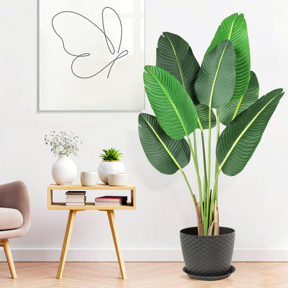Tropical Artificial Bird of Paradise - 4Ft Banana Leaf