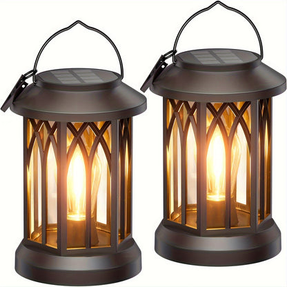Bright Solar Lantern Lights - 2 Pack, 12Hrs Outdoor Warm Glow