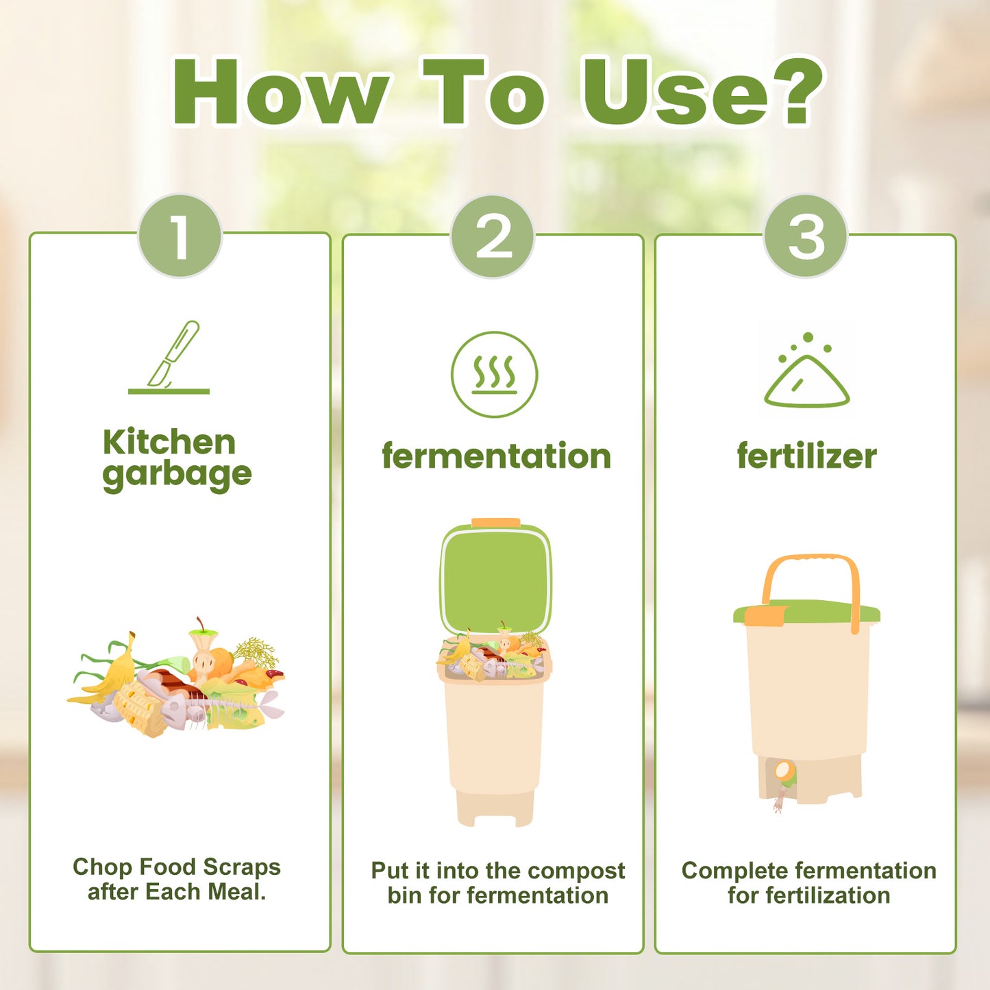 15L Kitchen Compost Bin - Durable PP, Odor-Free Design