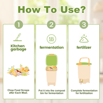 15L Kitchen Compost Bin - Durable PP, Odor-Free Design