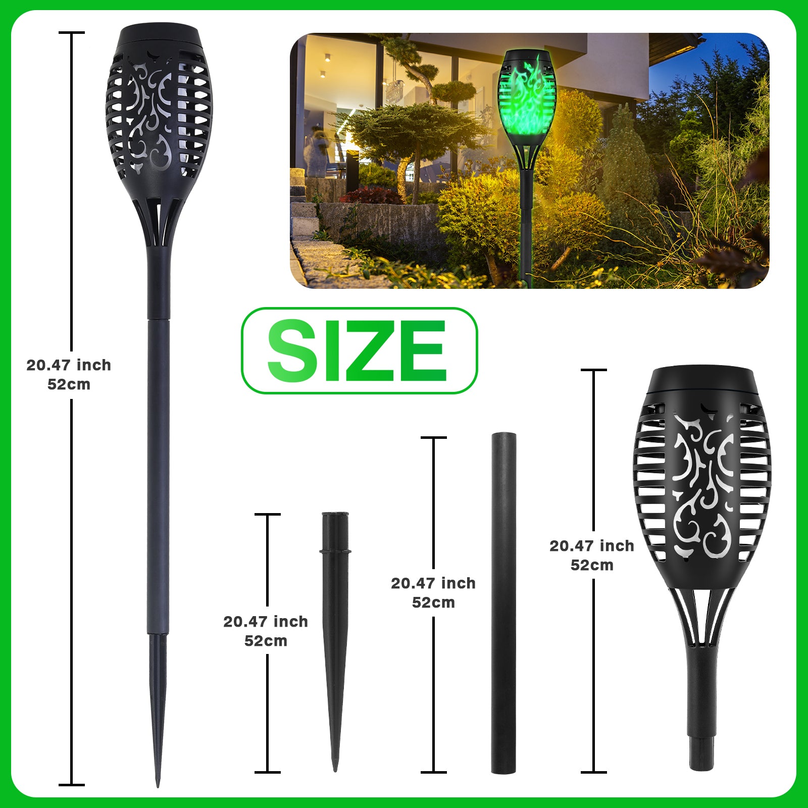 Solar Flame Lights Outdoor - Purple Flickering LED, Waterproof