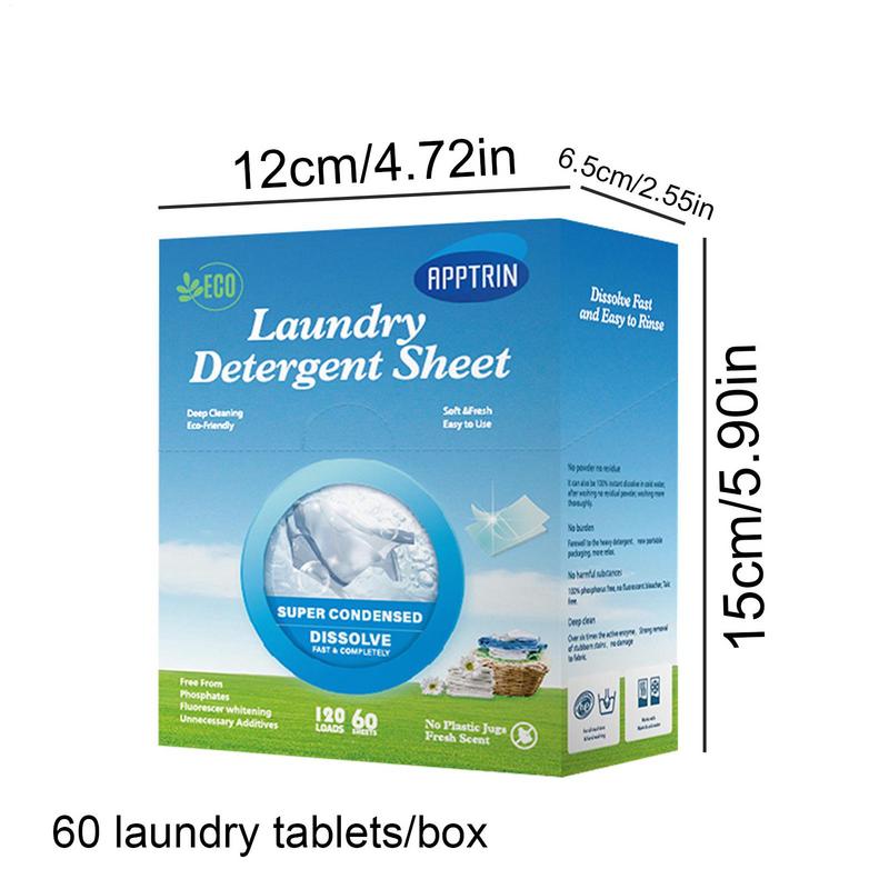 Eco Laundry Sheets - Powerful Stain Removal, 60 Natural Strips