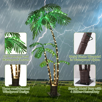 6ft LED Solar Palm Tree - Tropical Christmas Decoration