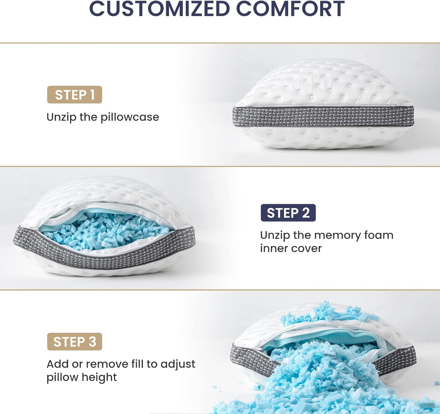 Cooling Gel Memory Foam Pillows - Queen Size Set of 2