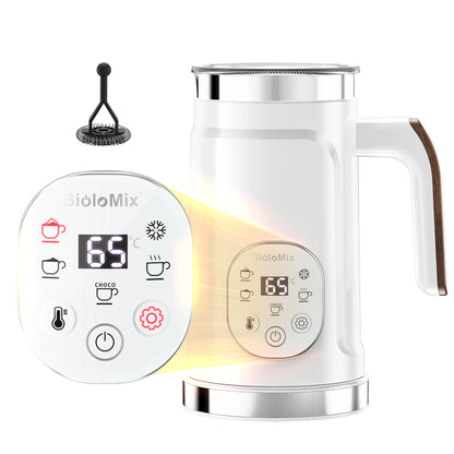 BioloMix 5-in-1 Milk Frother: LED Touch, Hot & Cold Foam Maker